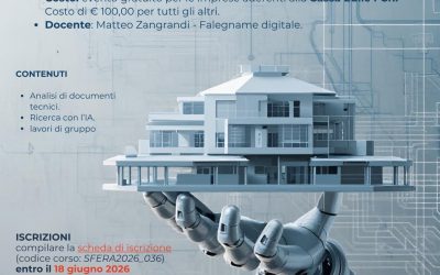 Corso on-line – INTELLIGENZA ARTIFICIALE NEL SETTORE EDILE – LIVELLO INTERMEDIO- iscrizioni entro il 18 giugno 2026