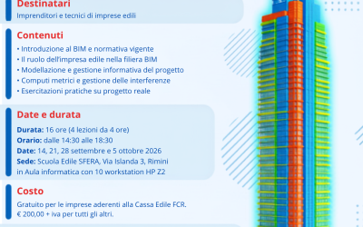 Evento formativo: RUOLO DELL’IMPRESA EDILE NELLA FILIERA BIM – Iscrizioni entro 4 settembre2026