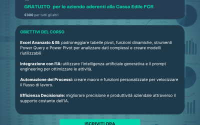 CORSO ON-LINE: EXCEL PER IL SETTORE EDILE – Iscrizioni entro 21 settembre2026